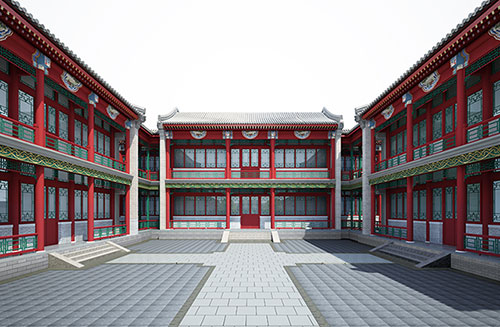 文山北京四合院设计古建筑鸟瞰图展示